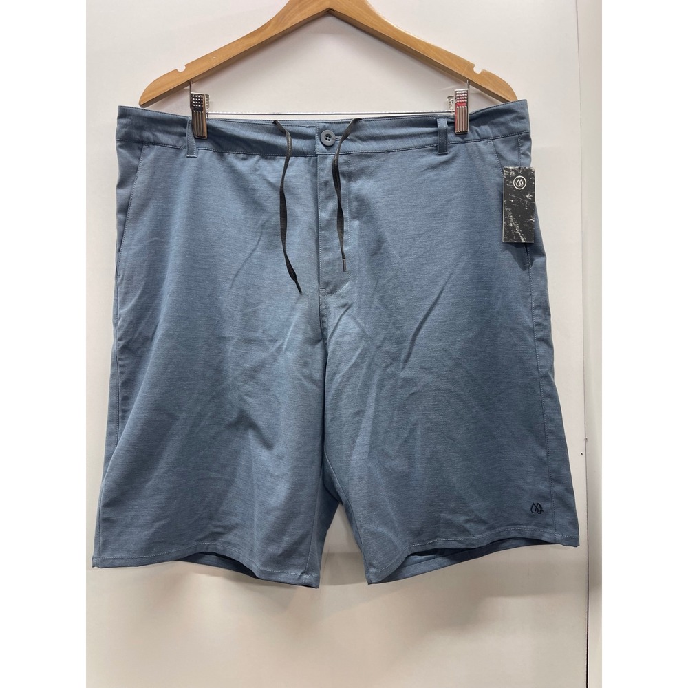 Free World Hybrid Stretch Shorts Mens 36 Blue Grey Golf Casual‎ Walk Shorts NWT